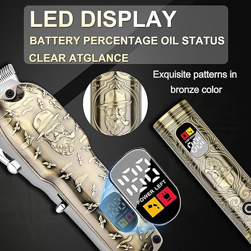 Miniatura 5 de Cortadora de pelo profesional para hombres  Kit de recortadora de pelo eléctrica inalámbrica y afeitadora de barba con cuchillas de acero