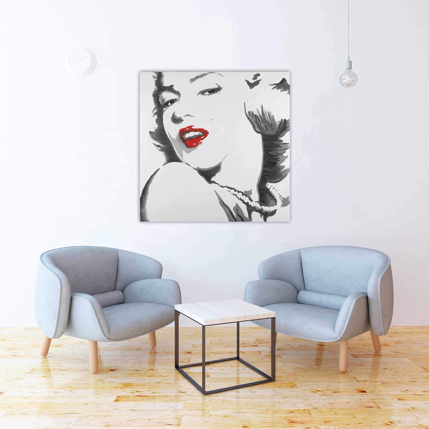 BEGIN DECO MAISON - HOME DECOR Marilyn Monroe Outline Style Wrapped Canvas, 36x36, Multicolor