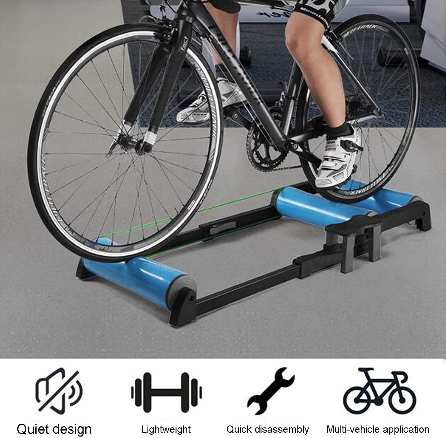 Rullo per Bicicletta Pieghevole, Rullo per Bicicletta da Interno - Pedale Antiscivolo per Allenamento in Bicicletta da Interno