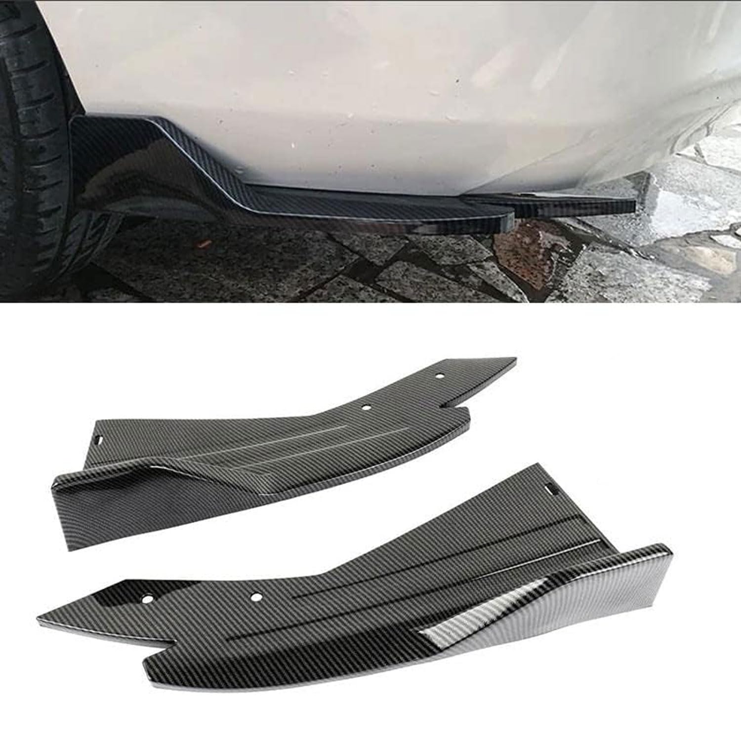 Lgdongfc Carbon Fiber 2 Pcs Car Rear Bumper Lip Spoiler For Jaguar Xe X760 Sedan 2015-2019 2020 2021 2022 2023 2024, Rear Corner Rear Llip Diffuser Spoiler Side Fin Scratch Protector Car Accessories,