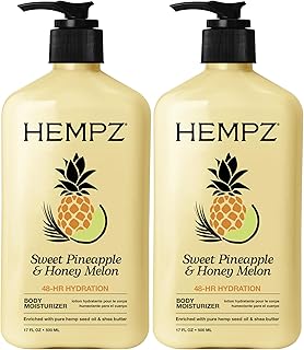 Hempz Body Lotion - Sweet Pineapple & Honey Melon Daily Moisturizing Cream, Shea Butter, Aloe, Orange Extract Body Moisturizer - Skin Care Products, Hemp Seed Oil - 17 fl oz, 2-Pack Bundle…