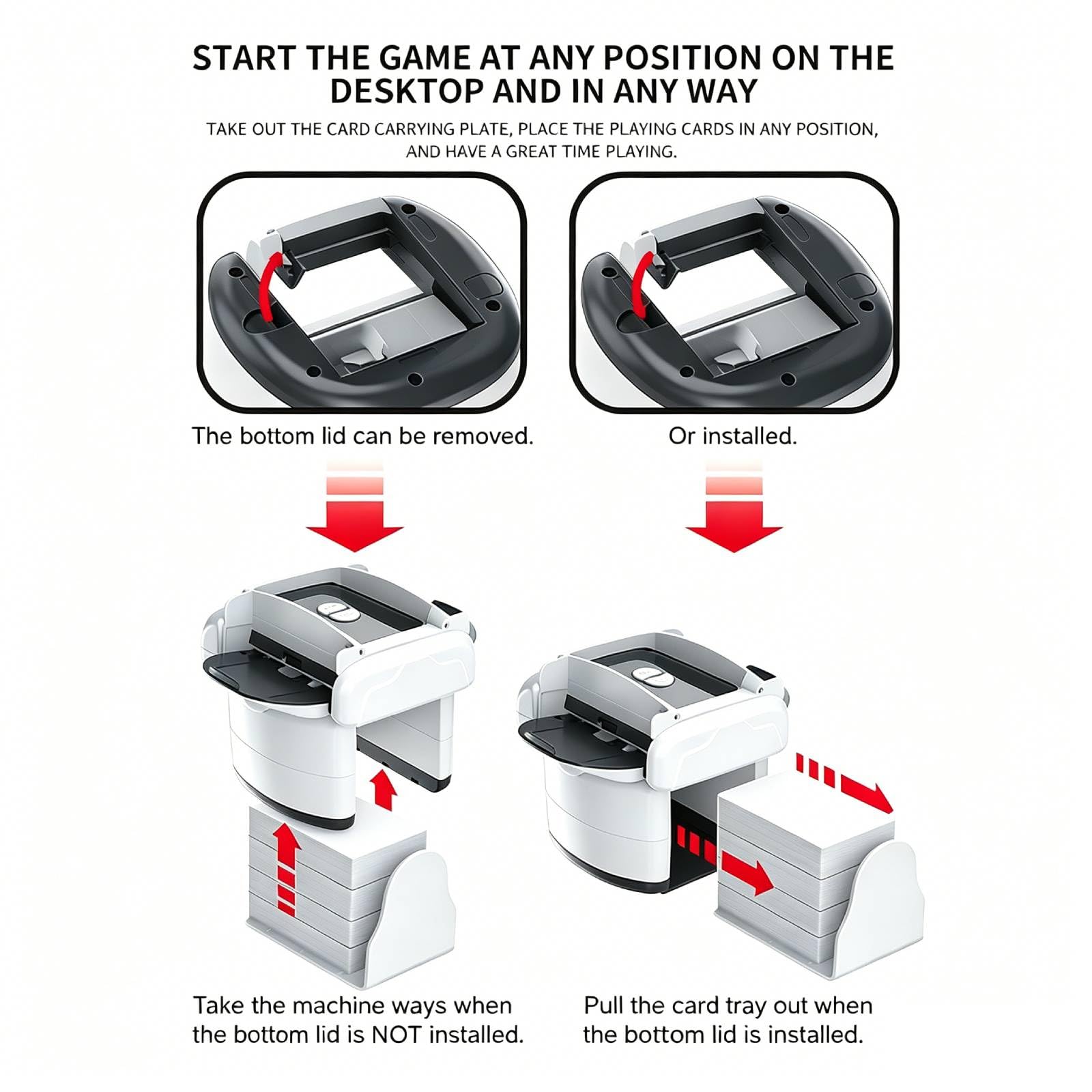 Mélangeur de cartes automatique à 4 jeux de cartes de pokers, mélangeur de cartes de poker à faible bruit et portable pour UNO, Blackjacks, jeux de cartes de poker