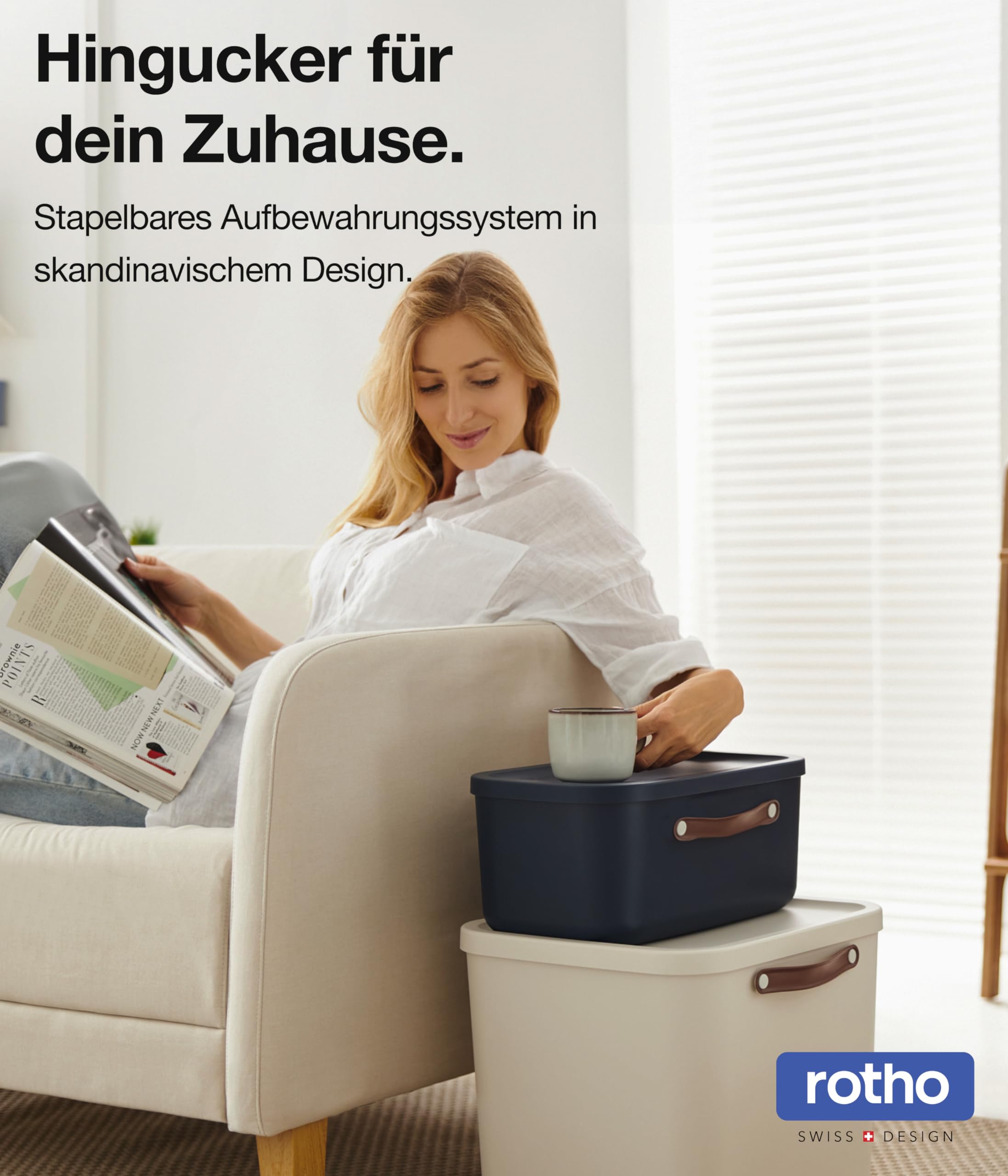 Rotho Maloja 4er-Set Aufbewahrungsbox mit Deckel 20l, Kunststoff, weiss, 20 (39.5 x 38.0 x 17.7 cm)