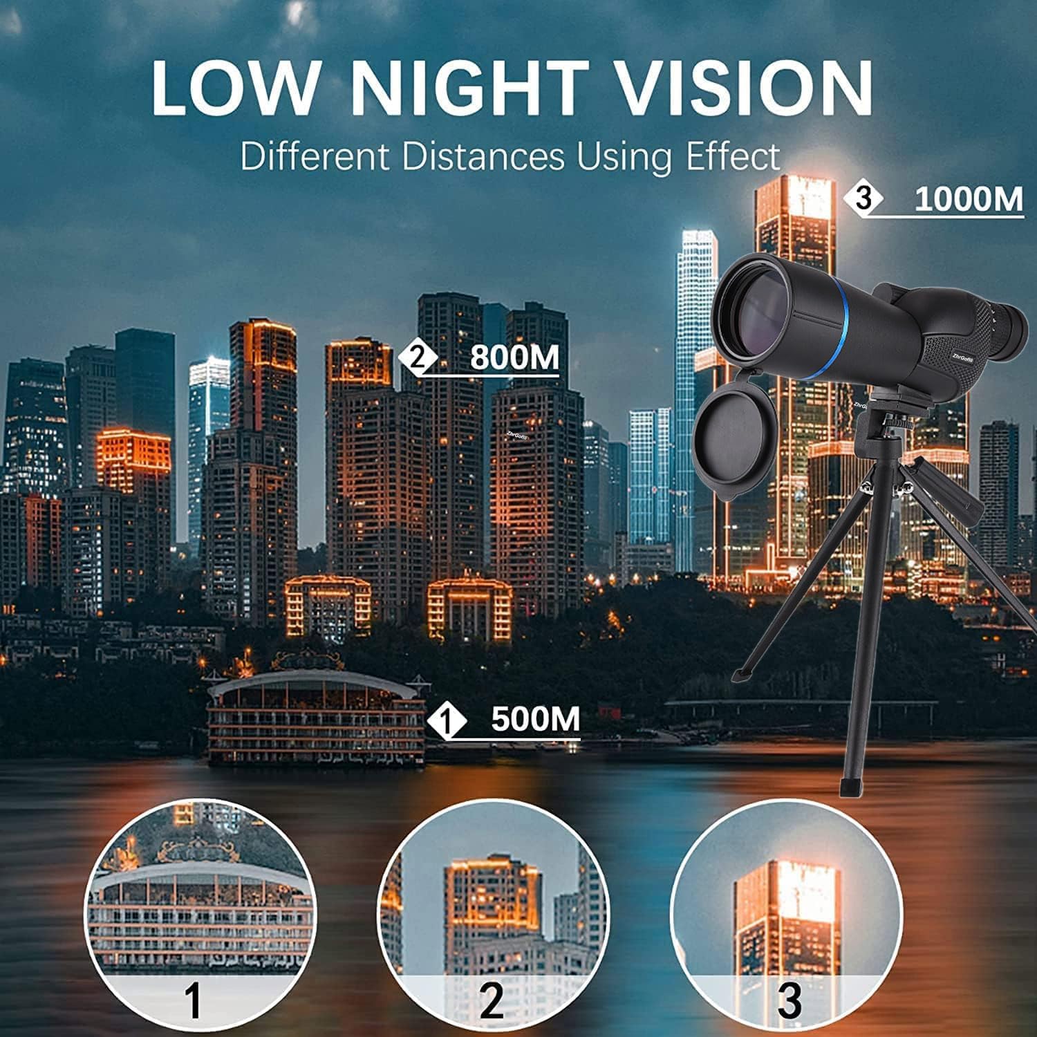 Spotting Scope with Tripod and Phone Adapter 25-75x60 Straight Spotter Scope Monoculars HD BAK4 Waterproof Spotting Scopes for Bird Watching, Target Shooting, Wildlife Viewing