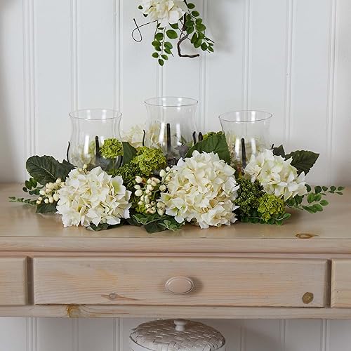 Miniatura 5 de Nearly Natural Snowball Hydrangea Triple Candelabrum