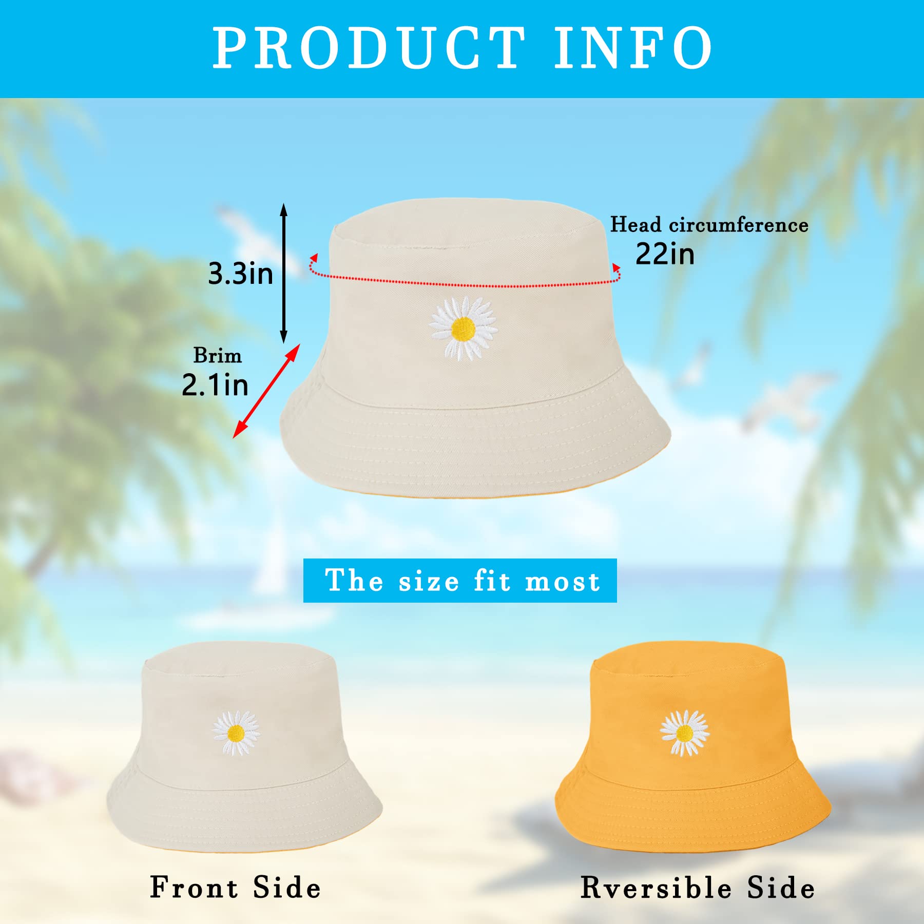 Feng Shui， Sombreros de Pescador para Mujer - Sombreros de Sol de Playa de Verano de algodón Reversible Sombrero de Pescador Plegable para Viajes Playa Senderismo Reino Unido