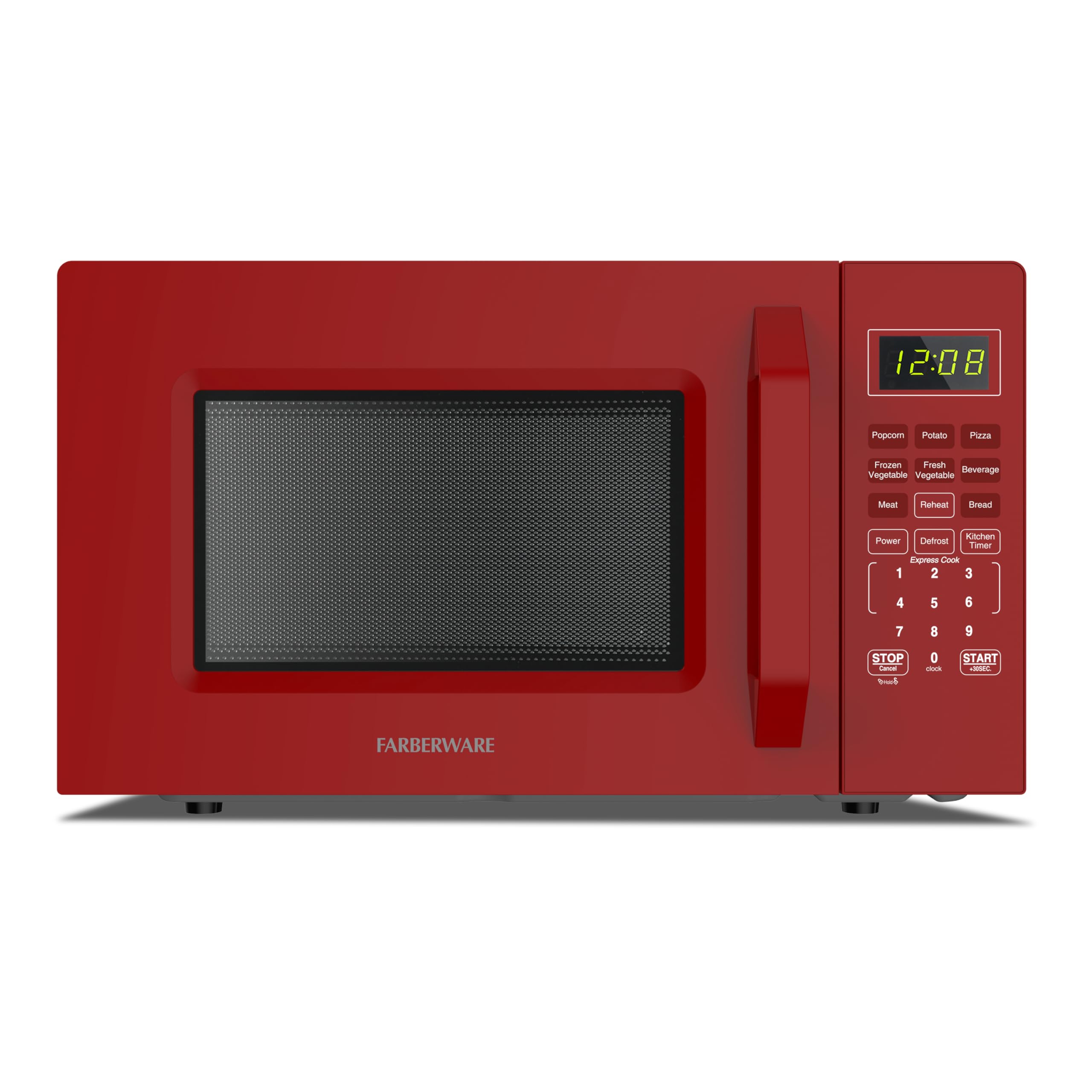 Farberware FMO11WEIRD 1.1 Cu. Ft. 1000-Watt Compact Microwave Oven, Red – Stylish Countertop Microwave with Child-Lock, Reheat Function, Express Cook, and Kitchen Timer