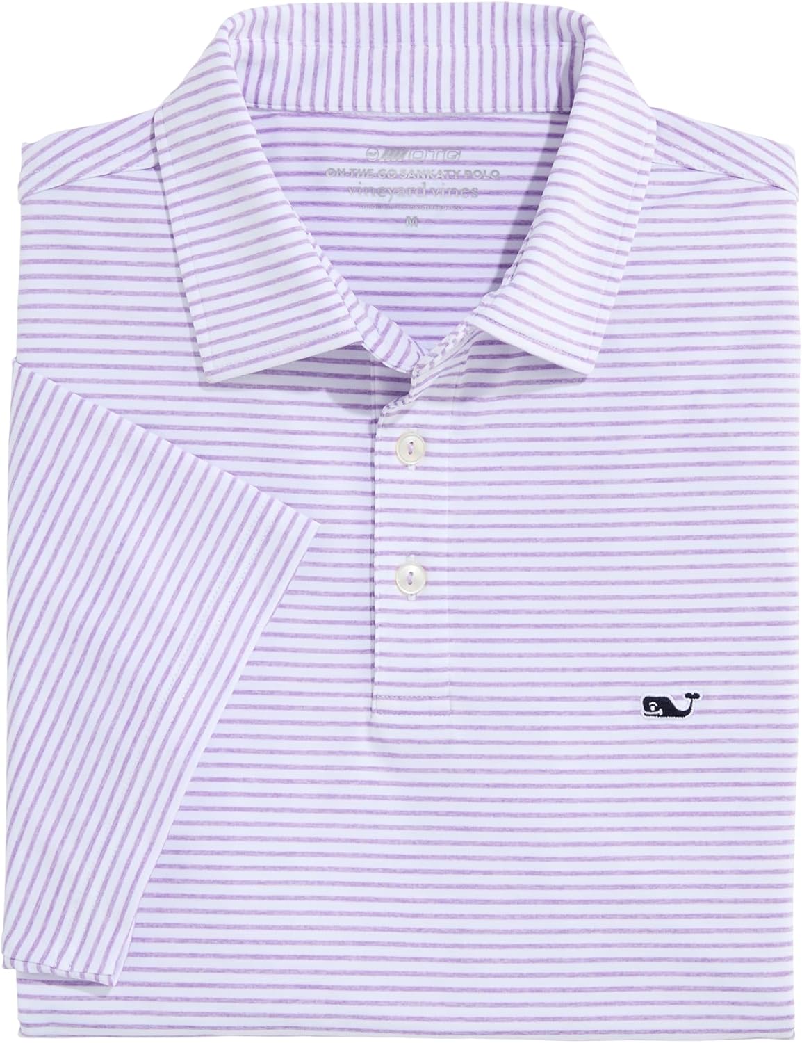 Vineyard Vines Men's Performance Bradley Stripe Sankaty Polo, White/Lilac Breeze, L