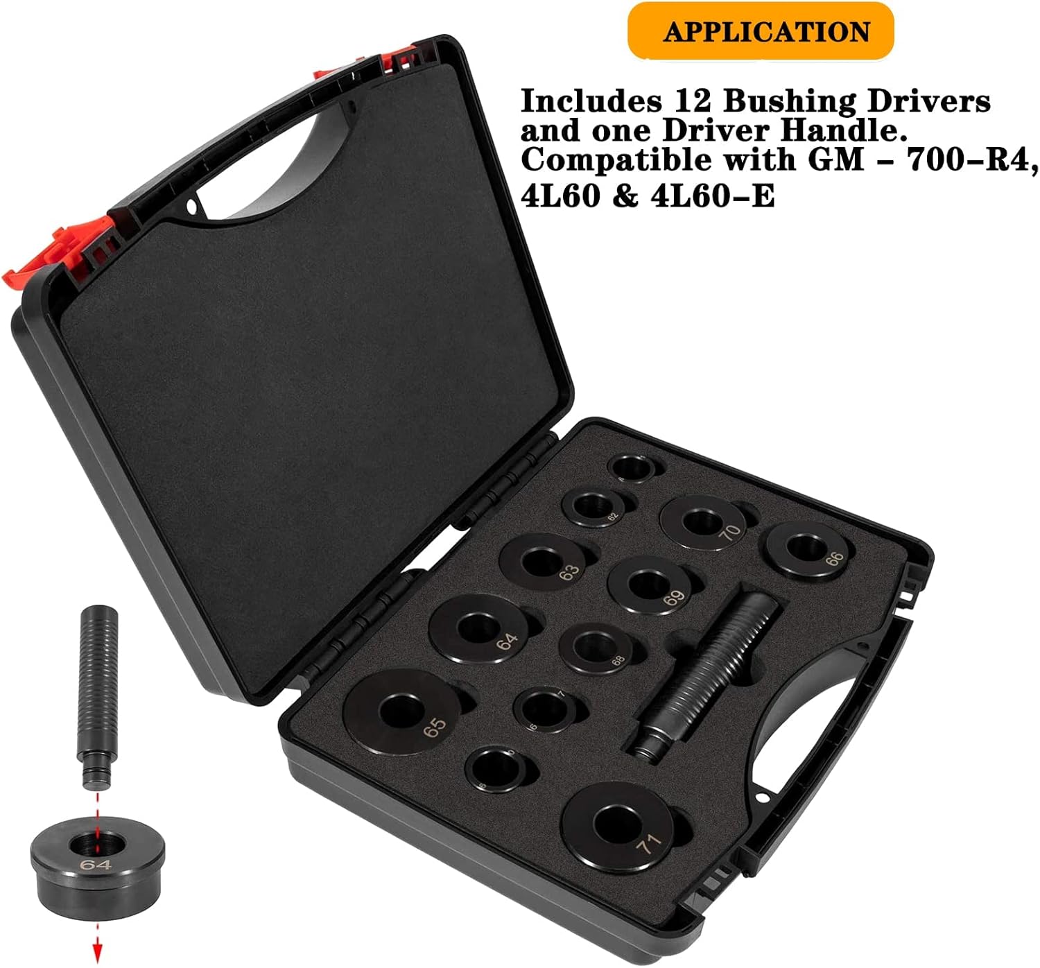 YMT T-0220-700R4 Master Bushing Driver Set for GM 700-R4 4L60 4L60E 4L65E Transmissions Bushing Bearing Seal Installer Remover Set (13 Pcs)