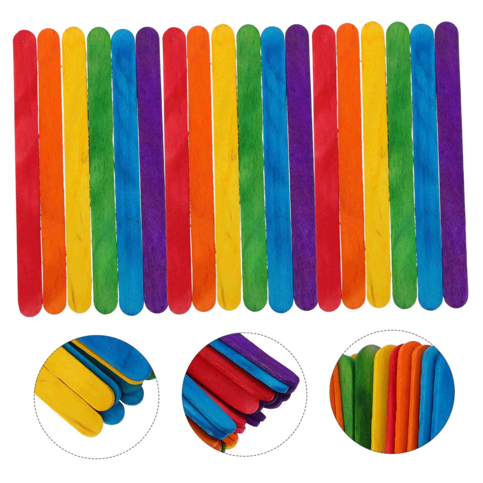 500 Pièces Bâtons de Glace Colorés Bois Bâtonnets Réutilisables pour Bricolage Garçon Fille pour Créations DIY Artistiques et Pâtisserie