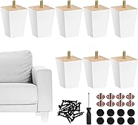 Vista 8 de TURSTIN Juego de 8 patas cuadradas de madera maciza de 8 pulgadas para sofá, patas de repuesto para sofá, patas de muebles de mediados de siglo