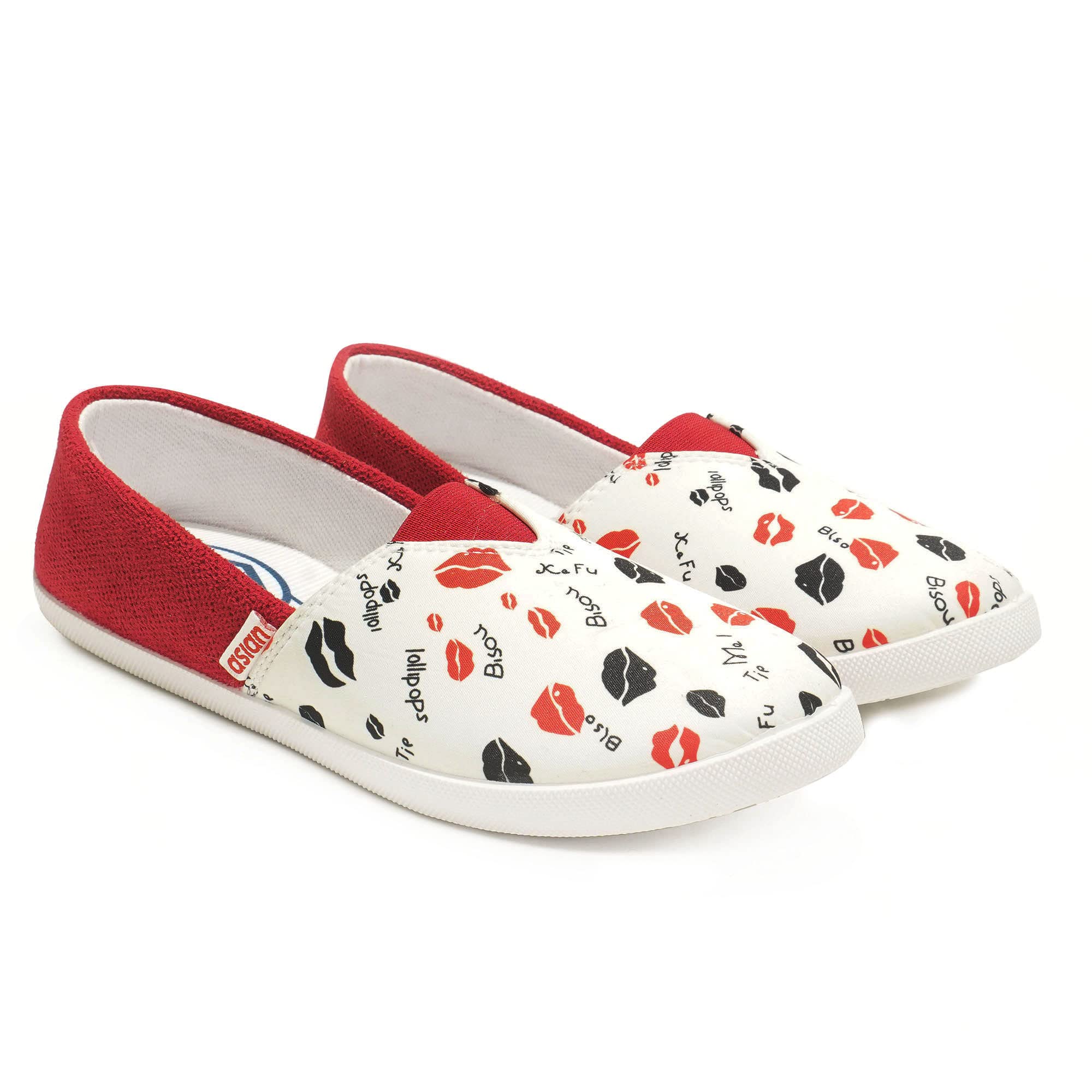 ASIAN Women MELON-99 Casual Sneaker, Loafer Stylish Shoes with Lightweight Extra Cushion Canvas Slip-On Shoes for Girls & Womens… White RED (B0C1ZWNLGY) Amazon Price History, Amazon Price Tracker