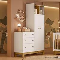 Guarda Roupa Infantil com Cômoda 2 Portas 3 Gavetas Flora 4970 Branco Acetinado Qmovi