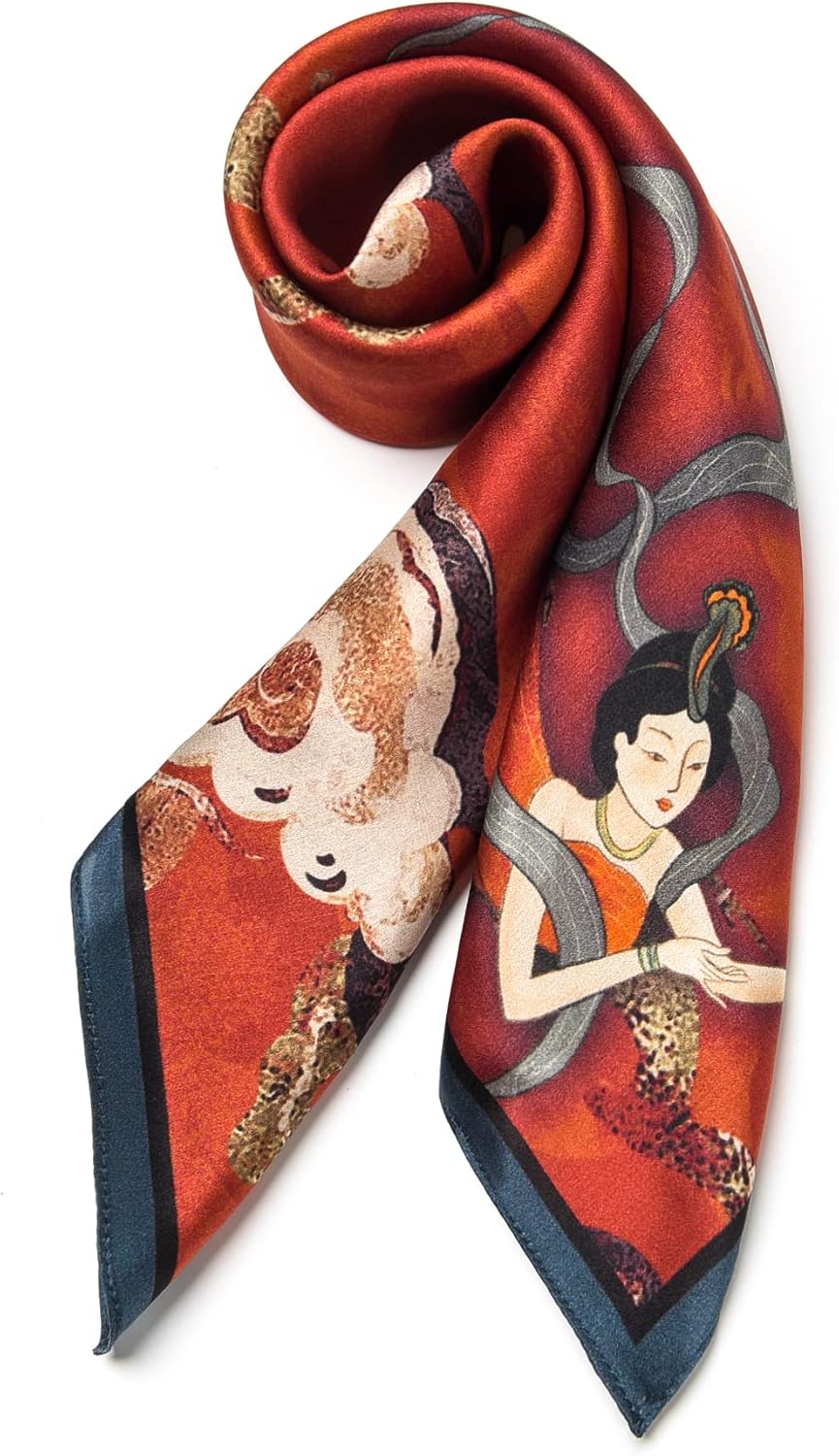 100% Mulberry Silk Scarf 25.6"x25.6" Square Women Neckerchief Headscarf - Lightweight Neck Scarf Gift Packed - Image 2