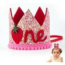 LIYANHU Sparkling 1st Birthday Photo Prop Hat & Party Decor for Girls   Adjustable Glitter Headband with Bonus Accessories