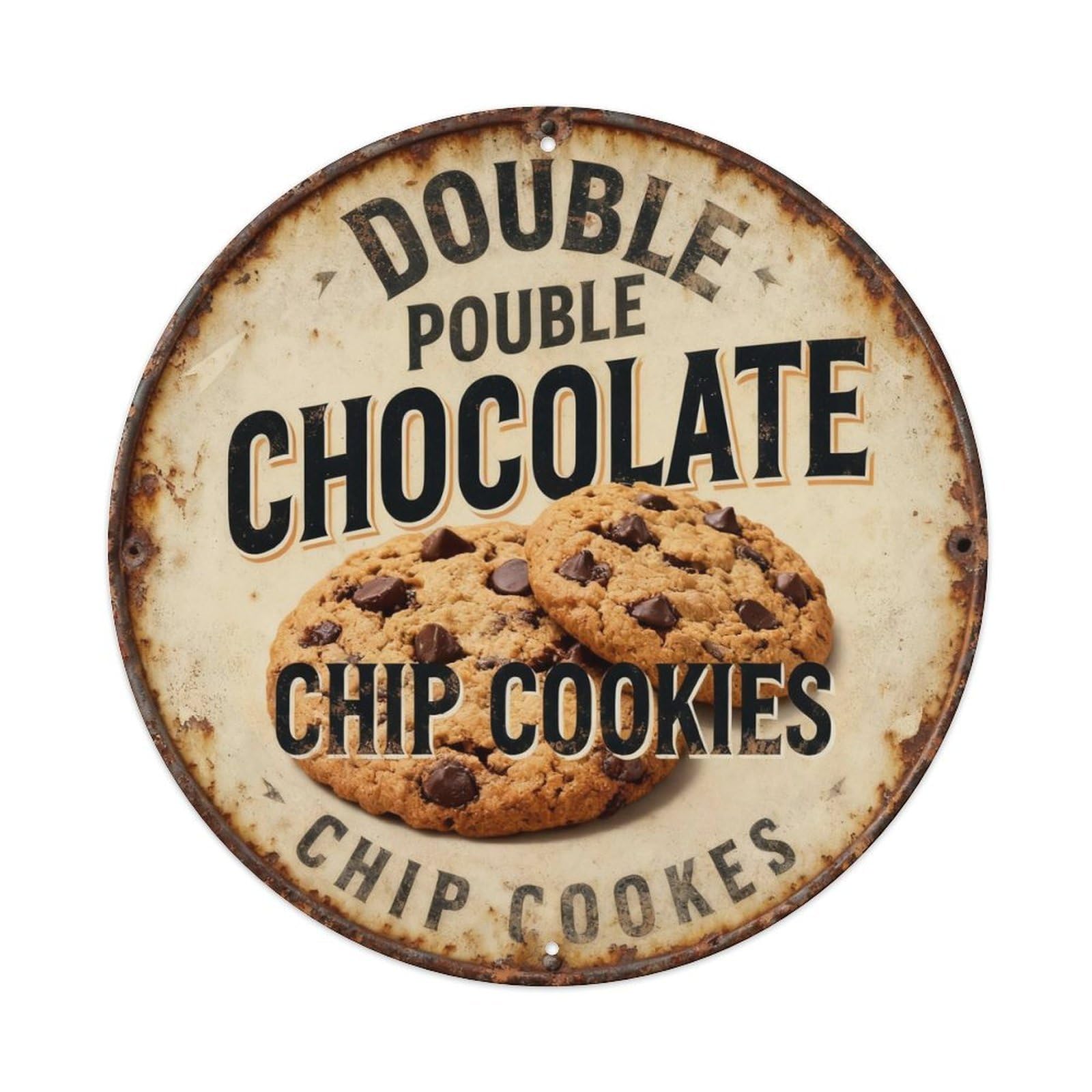 Double Chocolate Chip Cookies Metal Tin Sign Plaque