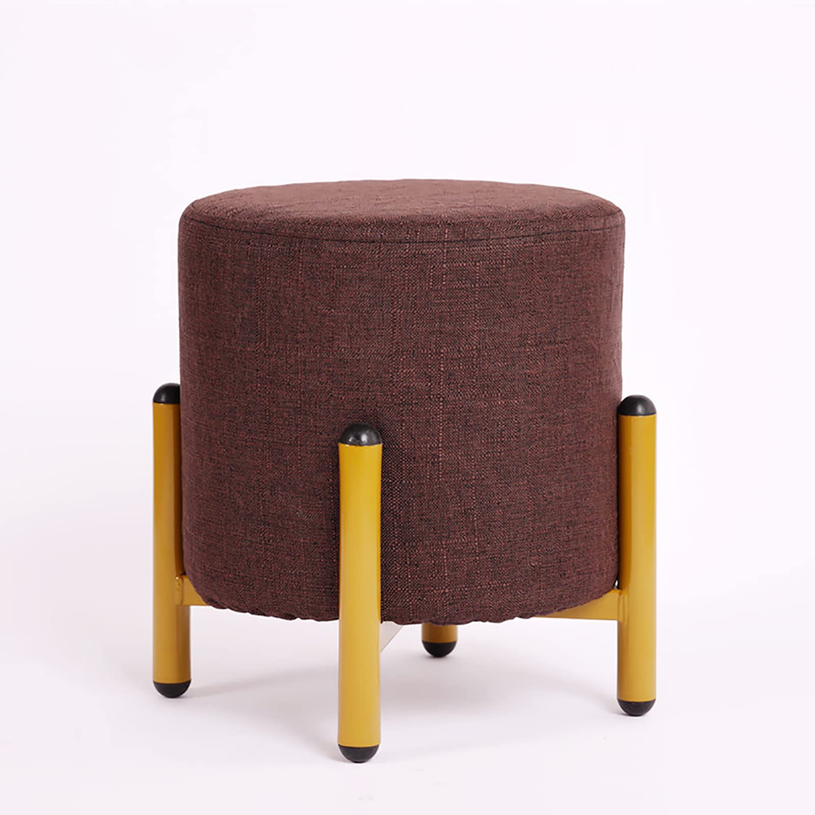 Repose-Pieds Rond Muet en Flanelle de Coton | Tabouret Bas Gain de Place