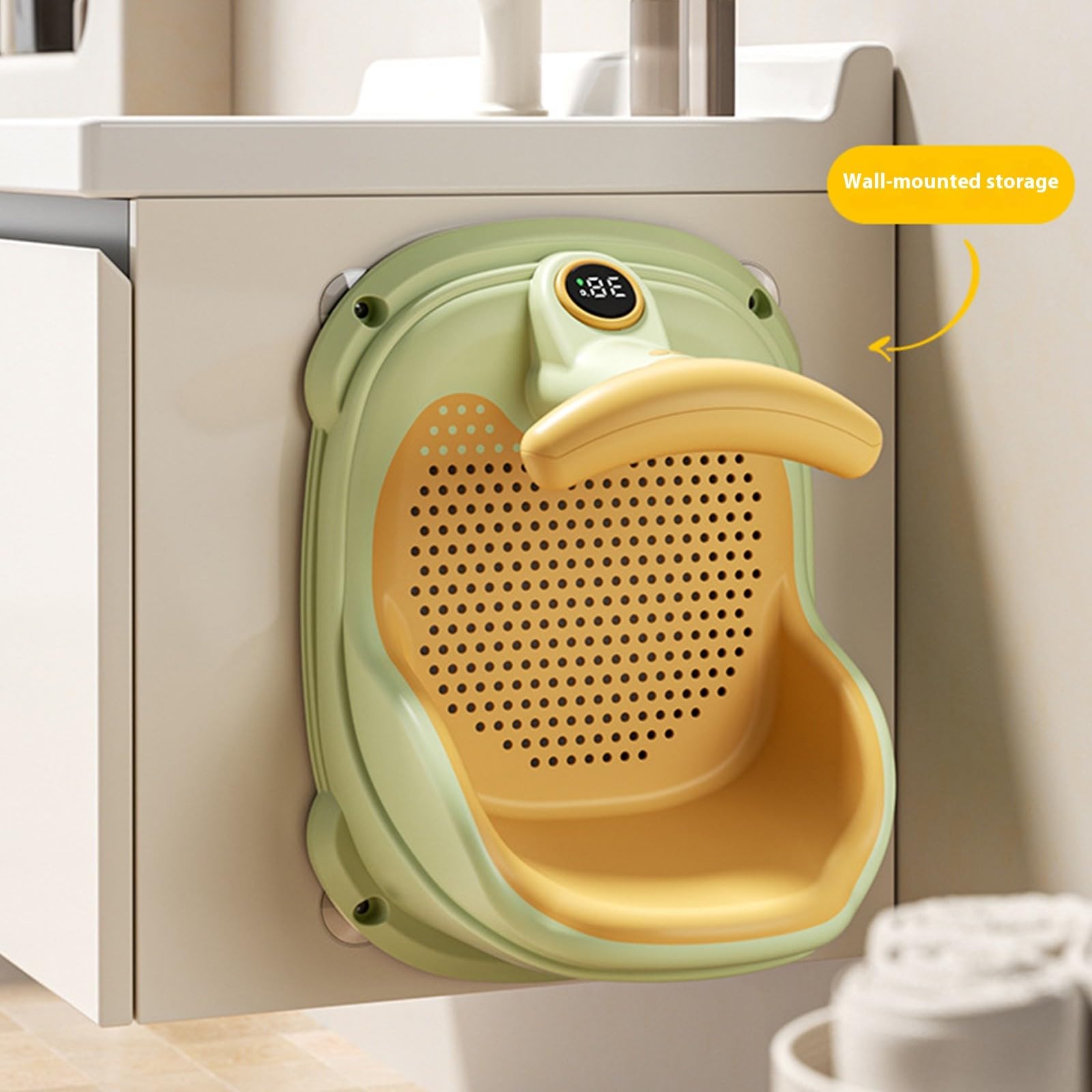 Asiento De Baño De Bebé Portátil Diseño Que Ahorra Espacio Y Montaje En Pared Con Alerta De Calor Inteligente Silla De Baño Infantil Montada En La Pared
