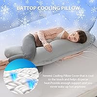 Vista 2 de BATTOP Almohadas de embarazo para dormir, almohada de maternidad con funda de enfriamiento, soporte para vientre, caderas, piernas, imprescindible