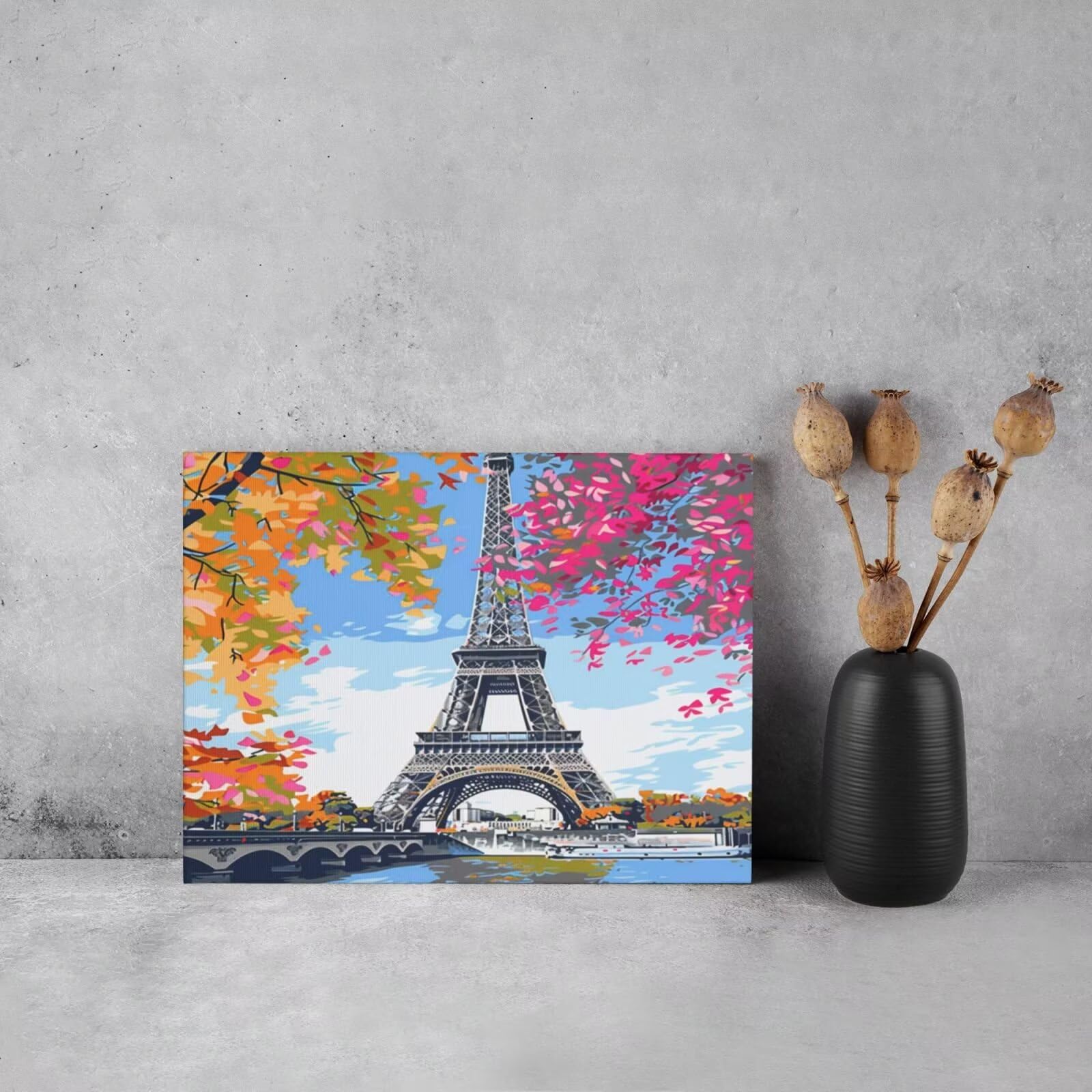 100 x kit per pittura con numeri per adulti, torre Eiffel, per principianti, pittura acrilica ad olio per fai da te, kit di decorazione da parete