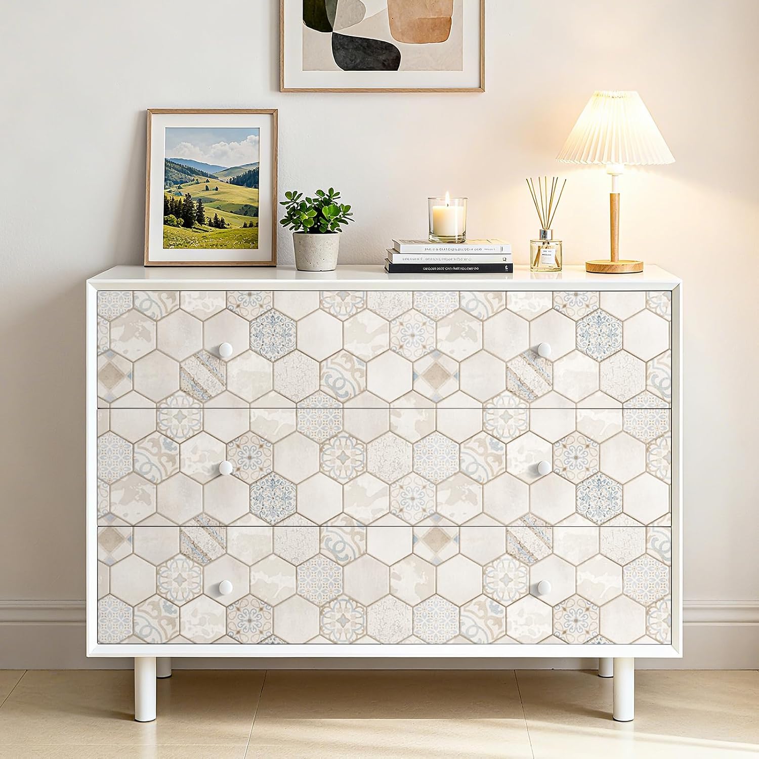 Livelynine 17.5x276" Kitchen Peel and Stick Wallpaper Rustic Vintage Farmhouse Tile Contact Paper Backsplash Wallpaper for Kitchen Wall Coverings for Camper RV Self Adhesive Neutral Cottagecore Vinyl