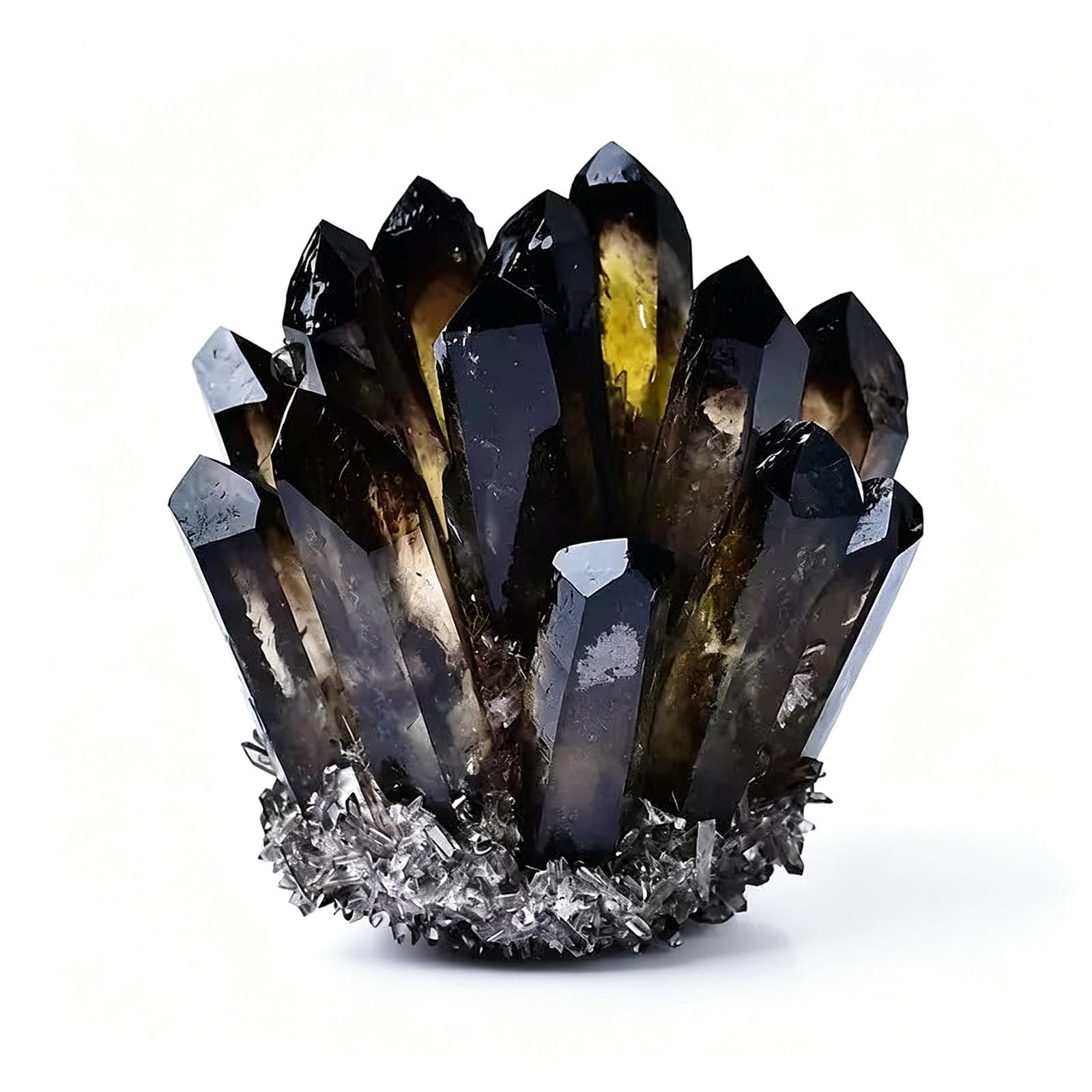 IUYIXWFP Natural Amethyst Citrine & Clear Quartz Crystal Flower Cluster – Raw Mineral Specimen, Unique Home Feng Shui Decor, Healing Crystal Ornament