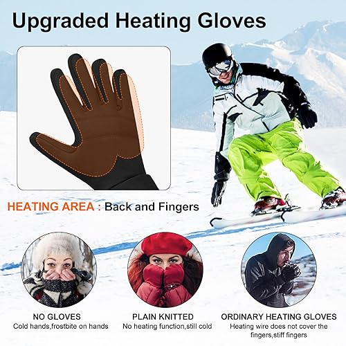 Miniatura 7 de Guantes térmicos para hombres y mujeres, guantes calentadores de manos con batería recargable para invierno, motocicleta, esquí, campamento, pesca,