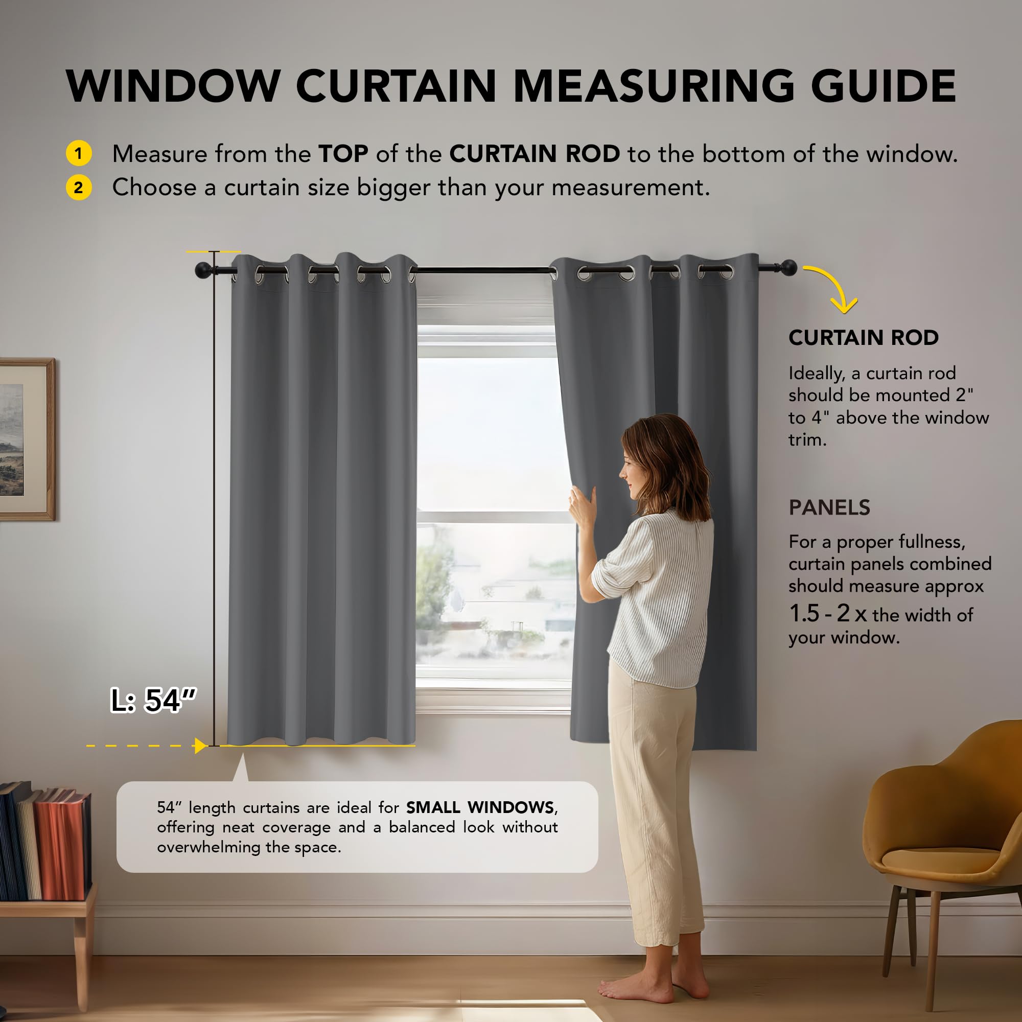 Deconovo Tende Oscuranti Termiche Isolanti con Occhielli per Camera Ragazzi 168x138cm 2 Pannelli Grigio Chiaro