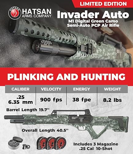 Vista 13 de Invader - Rifle de aire automático con paquete de objetivos de papel y pellets Wearable4U incluido 100x