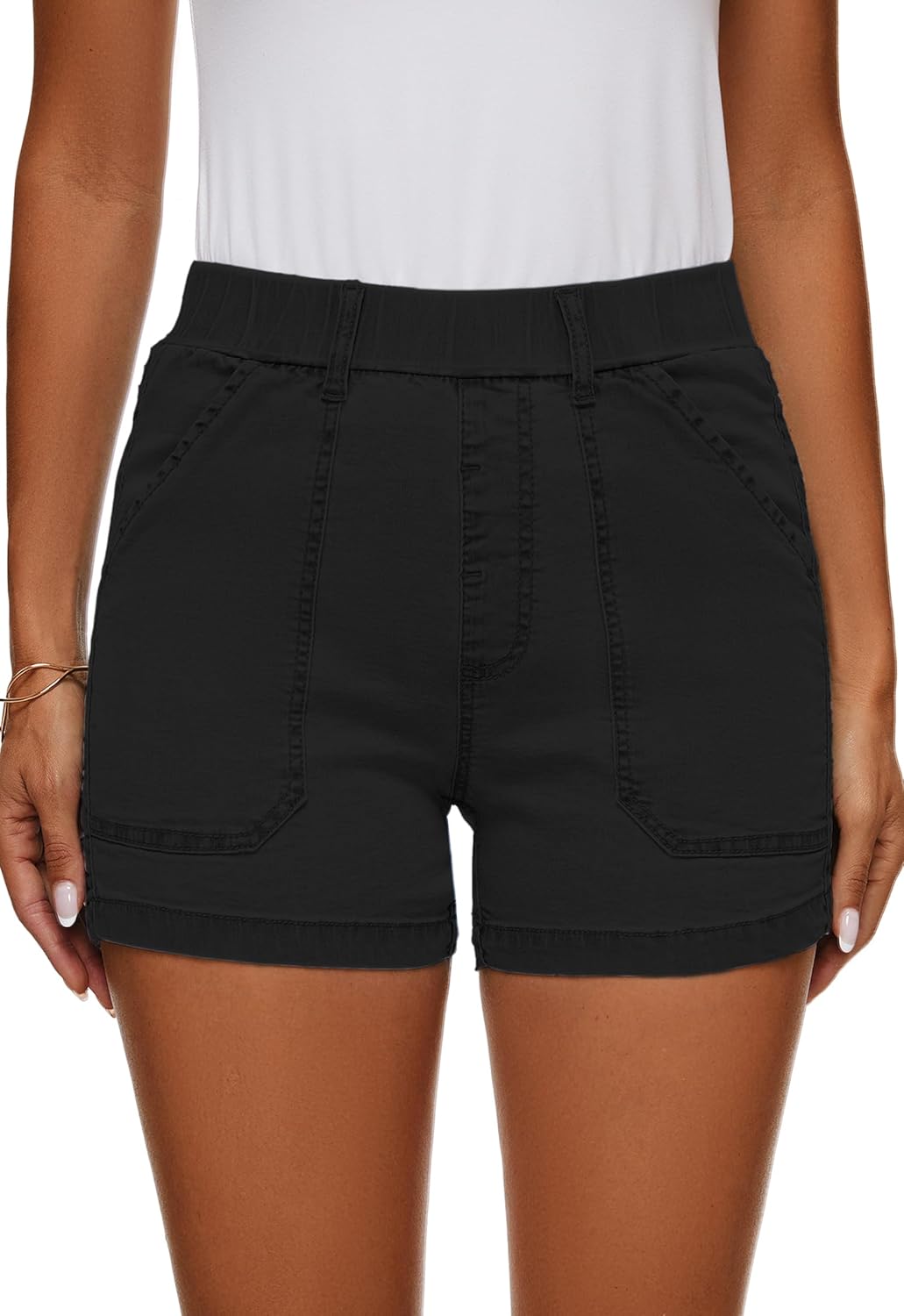 HVEPUO Womens Jean Shorts High Waisted Summer Cotton Stretchy Casual Pull On Beach Elastic Waist Denim Shorts with Pockets - Image 6