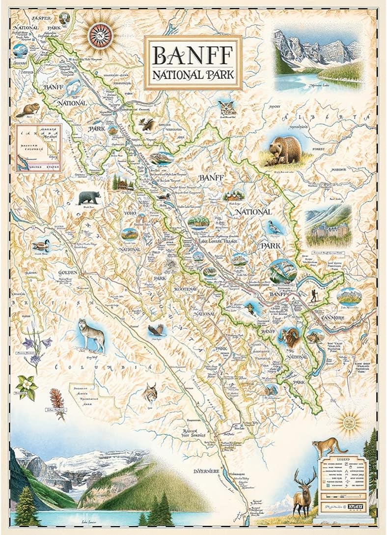 MasterPieces Xplorer Maps 1000 Puzzles Collection - Banff Canada Map 1000 Piece Jigsaw Puzzle