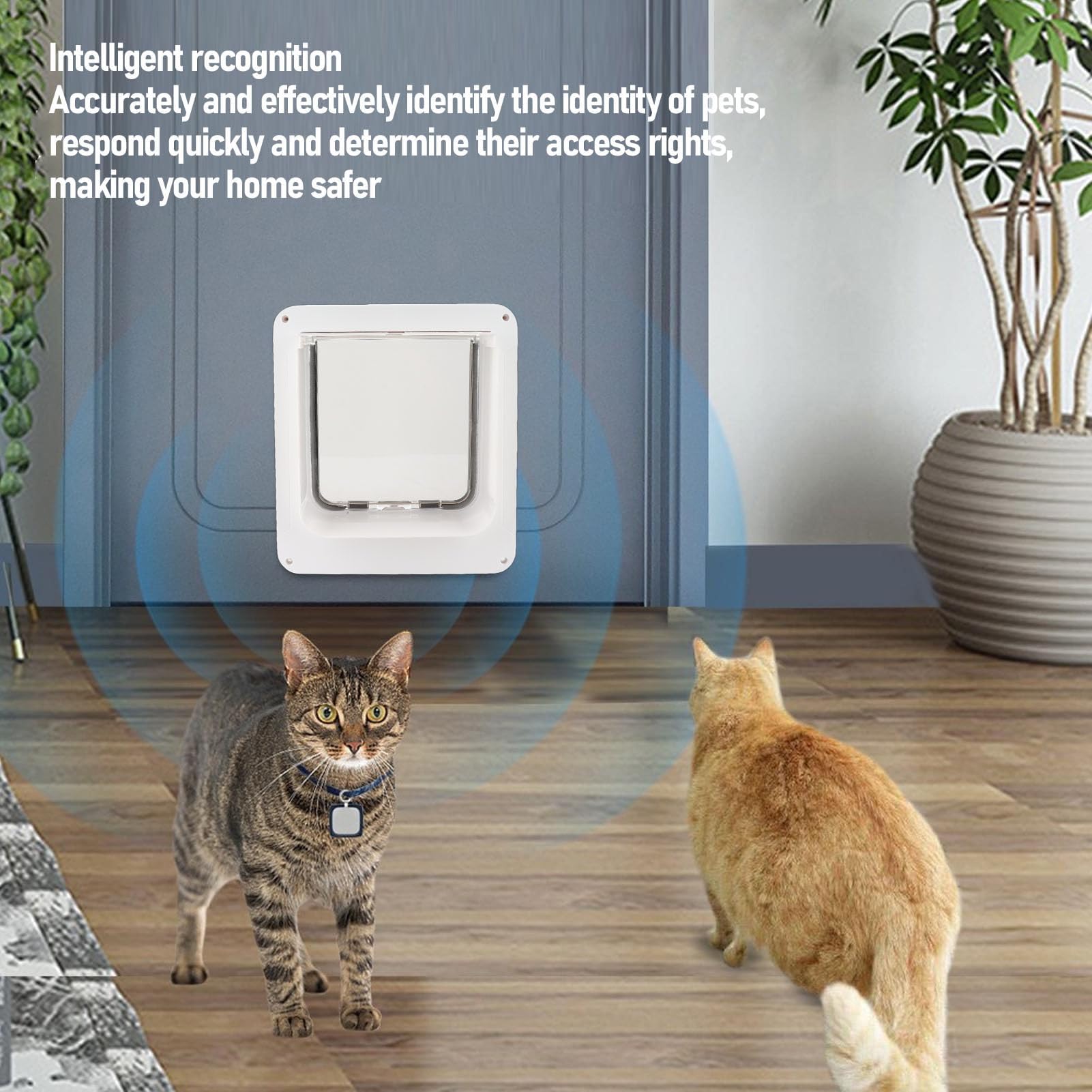 Zunate Puerta Automática para Gatos | Puerta Inteligente para Mascotas con Sensor Activado por Collar, Fácil Instalación para Uso Doméstico