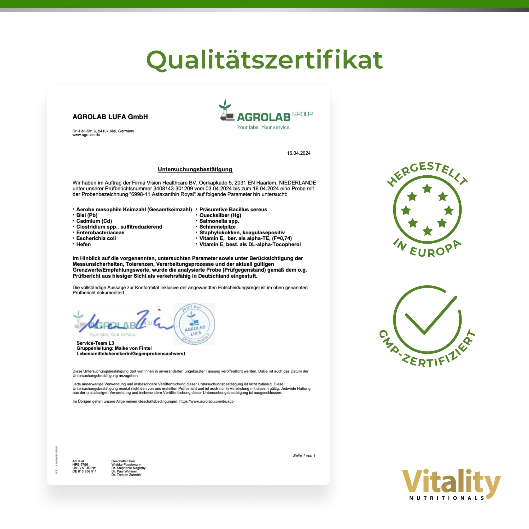Astaxanthin Kapseln Hochdosiert mit 6 mg aus der Haematococcus Pluvialis Mikro-Alge pro Kapsel + Vitamin E (60 Stk) Astaxanthin Royal Vitality Nutritionals by VitaminExpress