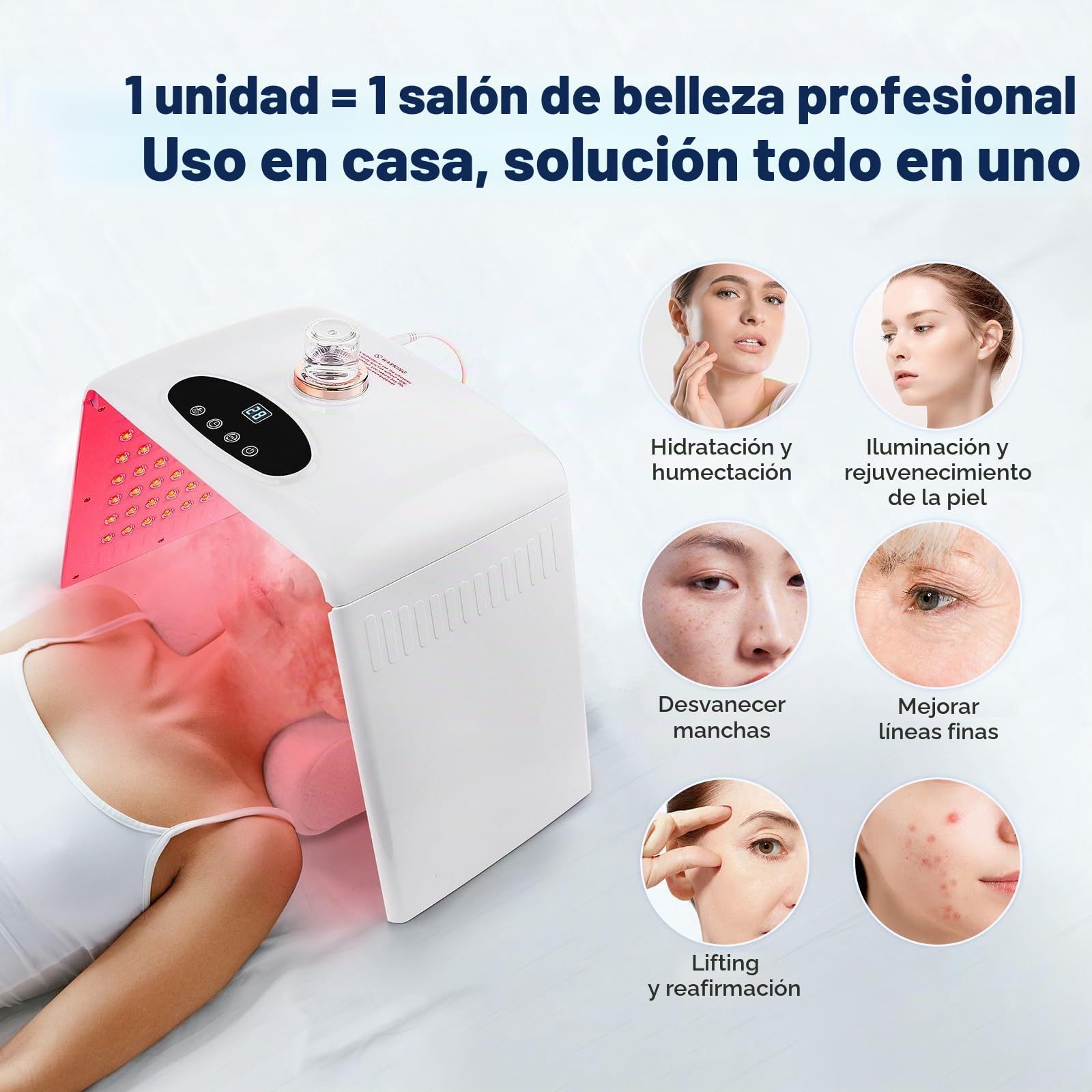 LIARTY Mascarilla de luz LED, 7 colores LED, máscara de rejuvenecimiento de la piel, dispositivo de spa