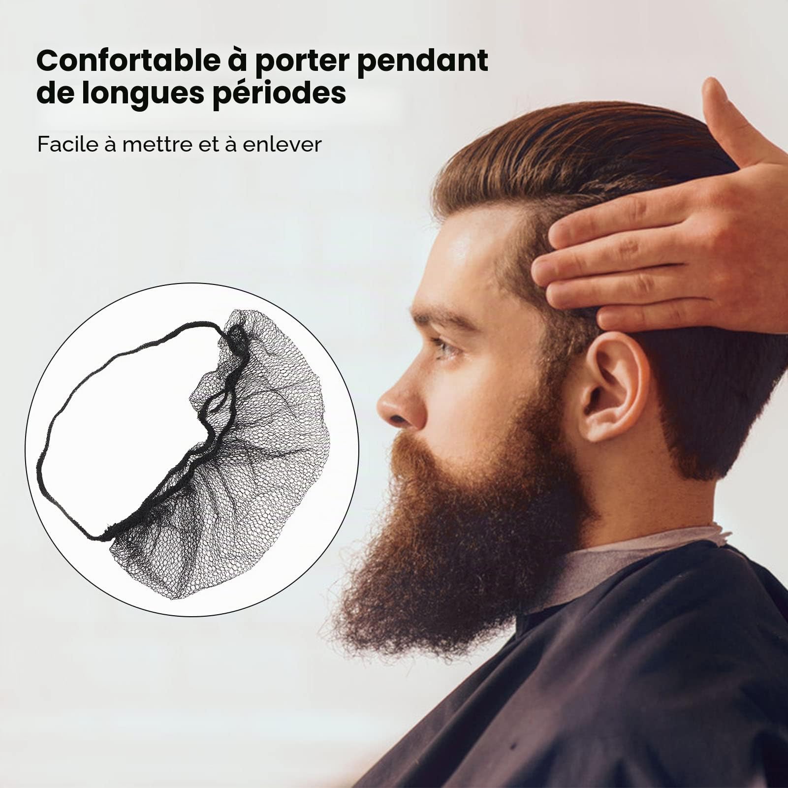 Protège-Barbe, Jetable Respirant 100pcs Filets de Protection de Barbe sans Latex élastiques pour la Production Alimentaire (Le noir)