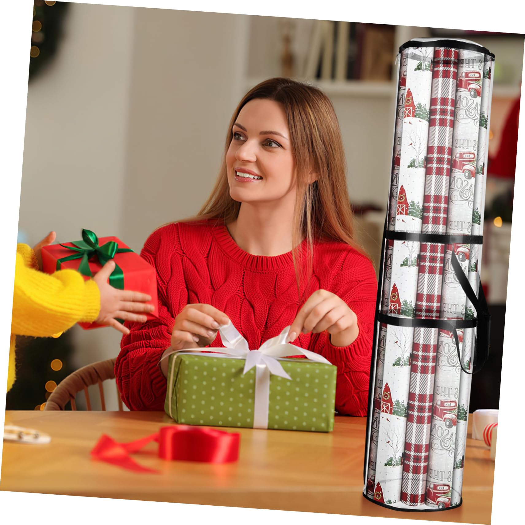 Aufbewahrungsbeutel für Geschenkpapierrollen 2 Stück Pvc Schwarz