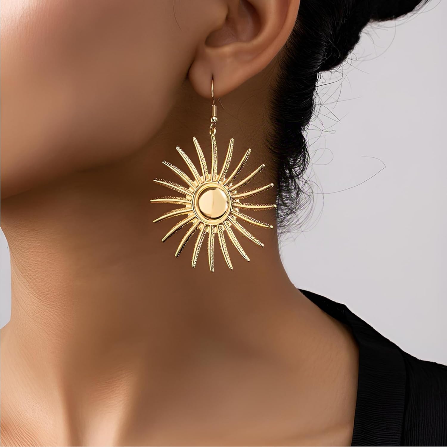 Sun Earrings for Women Pearl Sun Dangle Earring Chunky Gold Sunburst Statement Jewelry Vintage Boho Earrings Prom Party Gift - Image 2