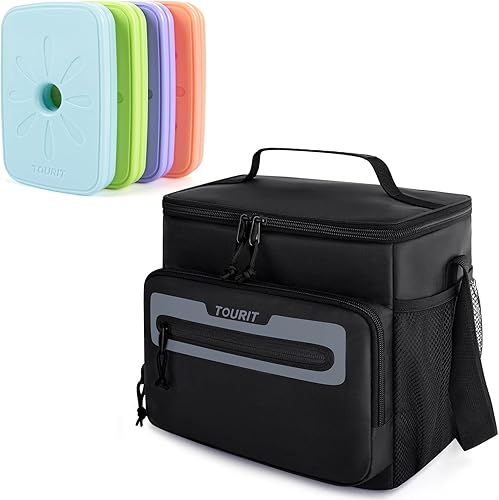 TOURIT Paquete de bolsa de almuerzo aislada con 4 paquetes de hielo, combinación perfecta