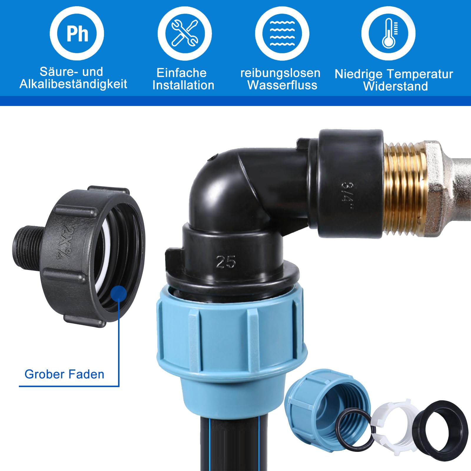 IBC kran spustowy łabędzia szyja 3/4", S60x6 zawór wodny zawór odcinający do wygodnego napełniania konewki, adapter IBC, akcesoria zbiornika IBC 3/4 cala do zbiornika na wodę deszczową, beczki na wodę