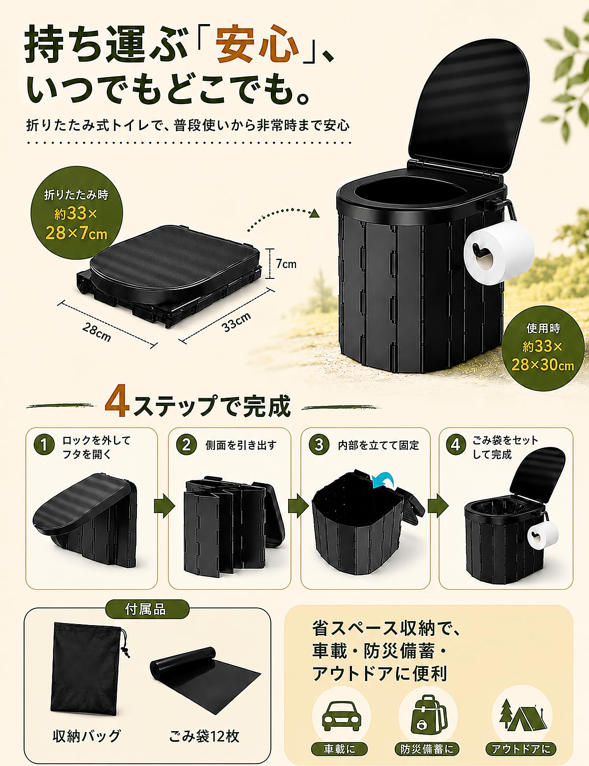 Amazon.co.jp: 災害用 簡易トイレ セット 防災 備蓄品 【テント+携帯用