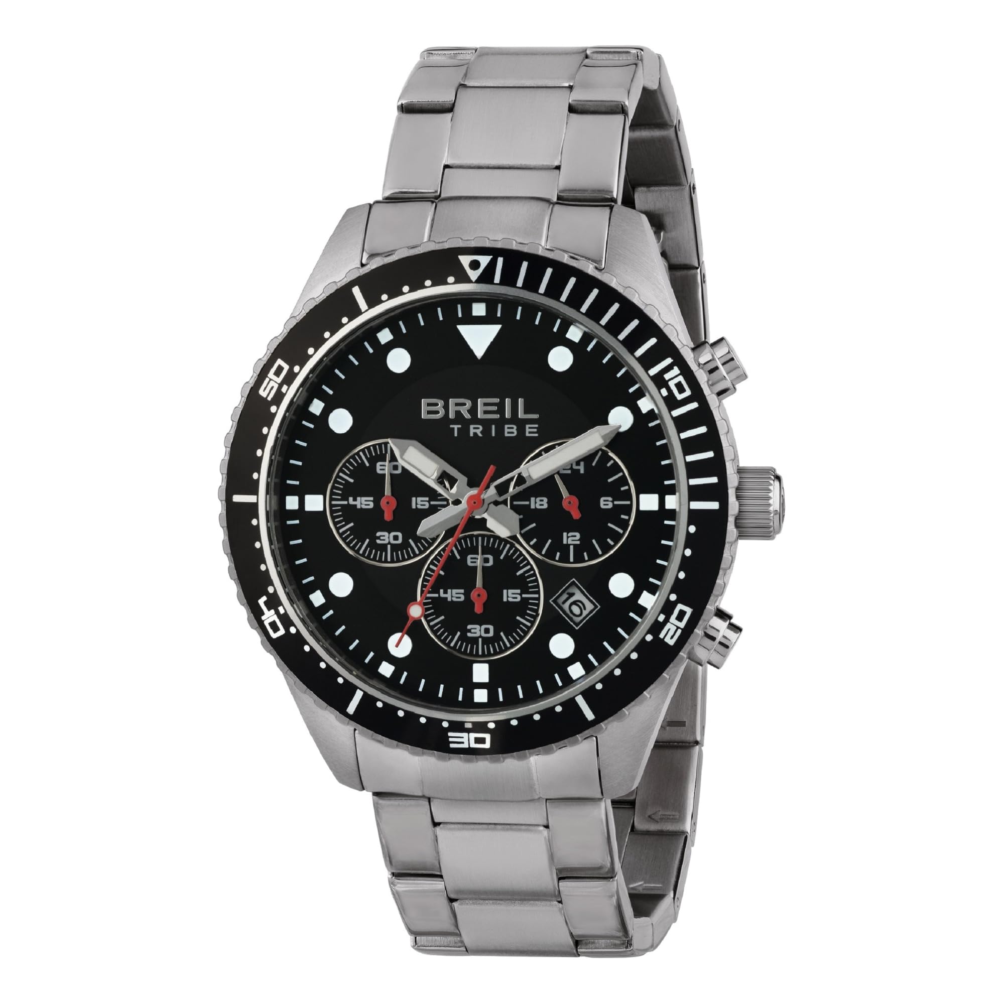 Breil, Collectie Classy, herenhorloge, chronograaf van staal, uurwerk PE902 Sunon, vouwsluiting met knopen, behuizing 42 mm, waterbestendig, lengte verstelbaar 15,5-21 cm, zilverblauw, Blauw, Armband