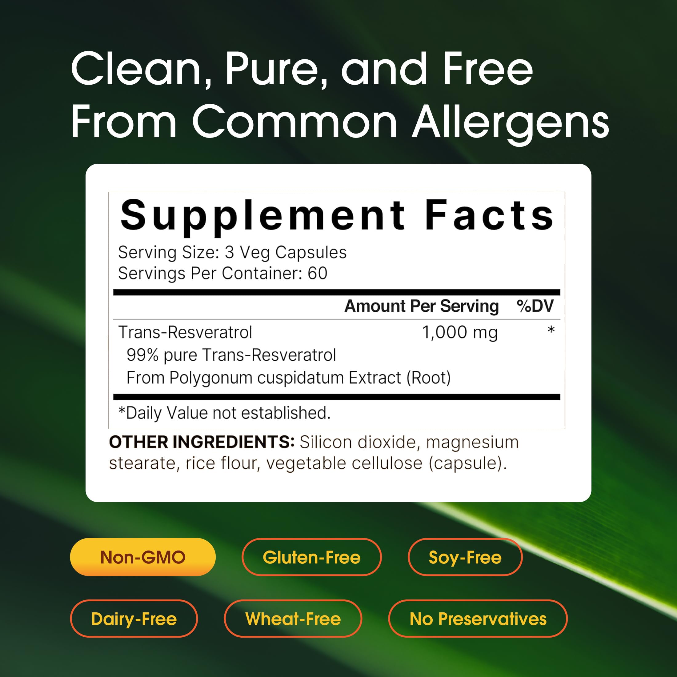 NatureBell Resveratrol 1,000mg, 180 Vegetarian Capsules — Amazon image 3