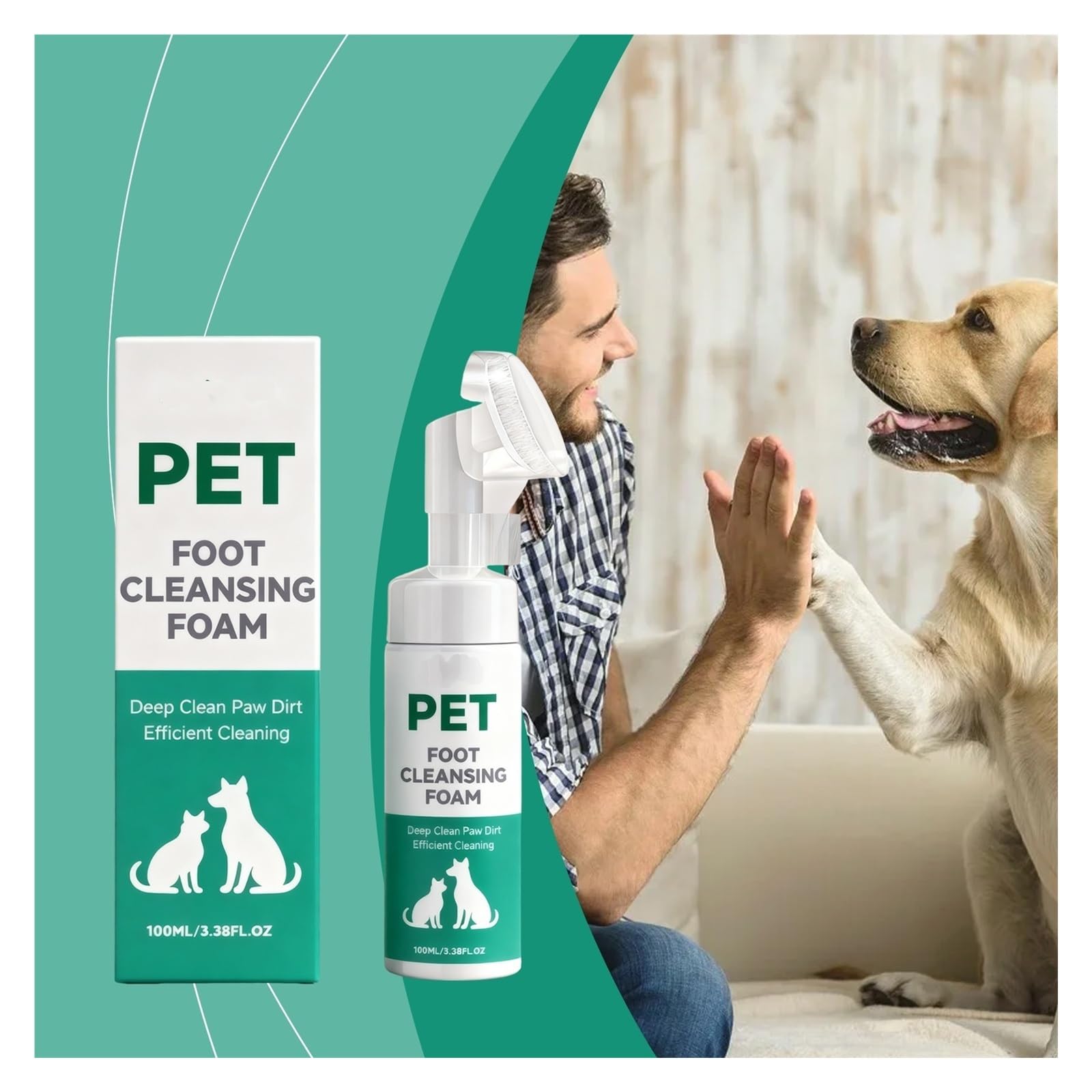 Limpiador en Espuma for Patas de Mascotas de 100 ml, Limpia profundamente Entre los Dedos e hidrata Las Almohadillas(3pcs)