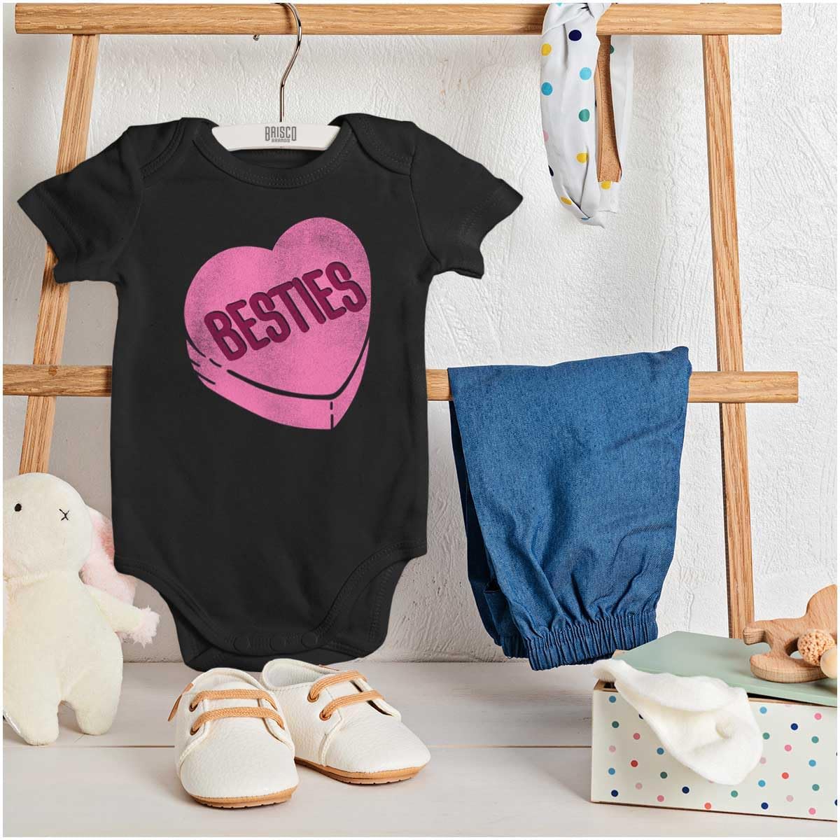 Galantine's Besties Candy Heart Baby Bodysuit Jumper Girls