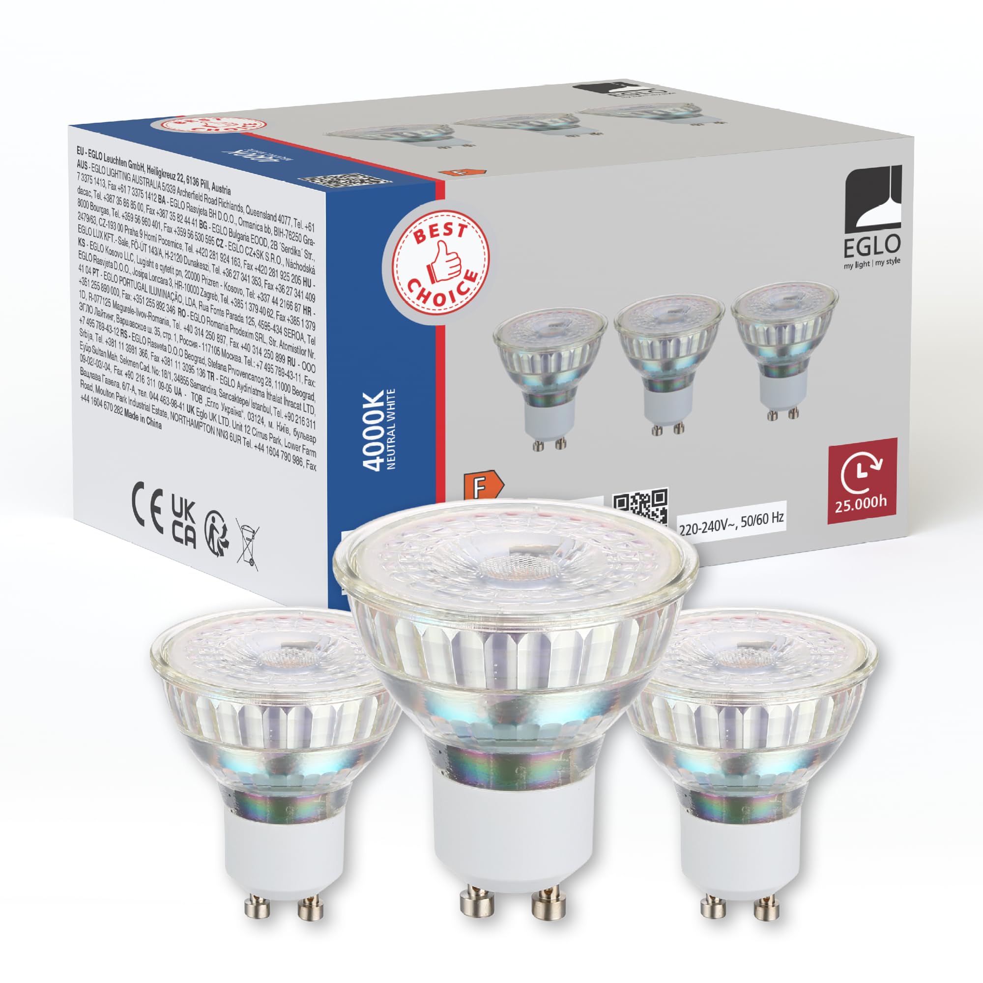 Eglo GU10 Set of 3 Light Bulb, Reflector Spots