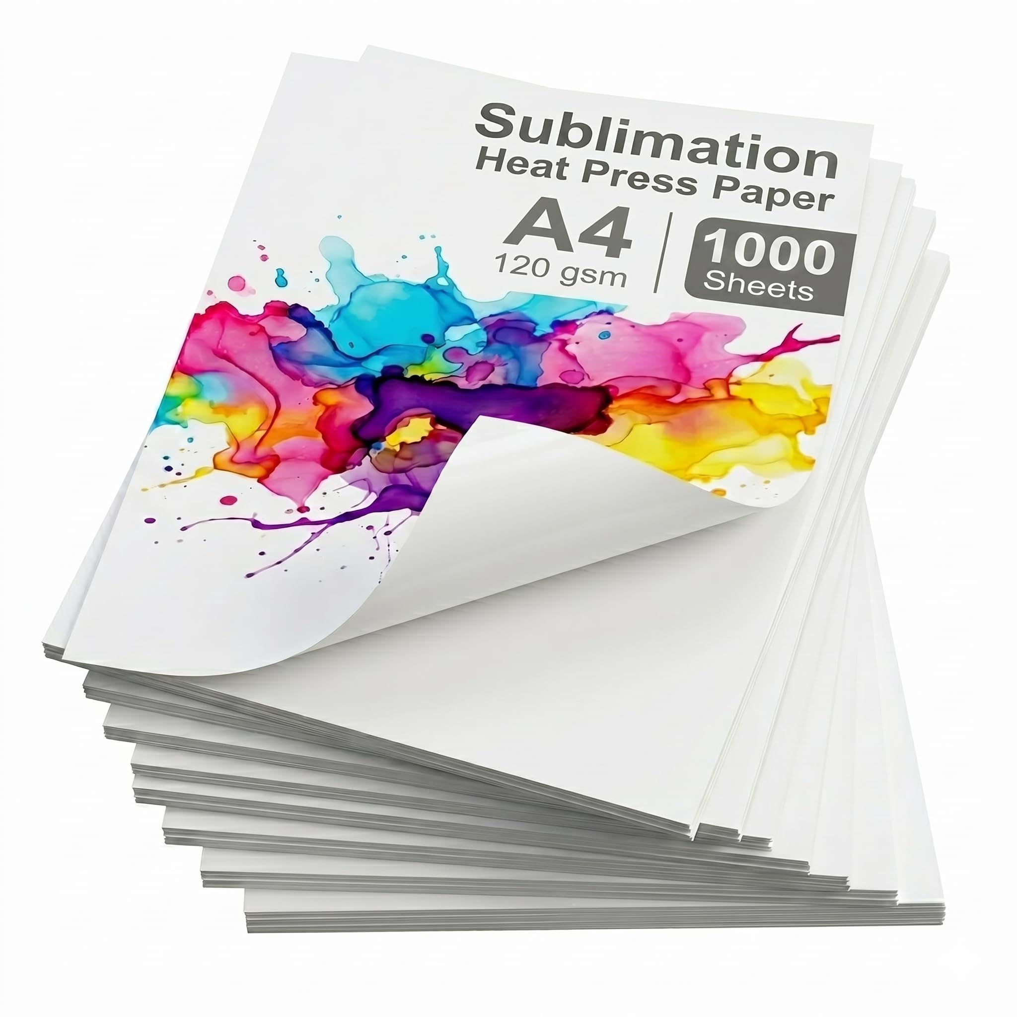 Sublimation Paper A4 120gsm, 100 Sheets Heat Transfer Paper for T-Shirt Printing, Mugs & Tumblers, Compatible with Sublimation Ink & Printers (10 Pack)
