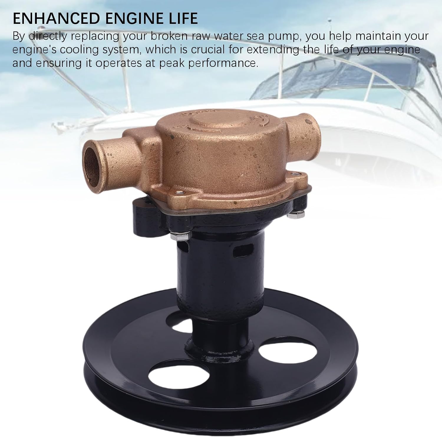 Sea Water Impeller Pump Replacement, Brass Metal Alloy 1 Inch Inlet Outlet RA057007 Replacement for Sherwood G20 G21 302 351, Easy Installation Boat Water Pressure Pumps
