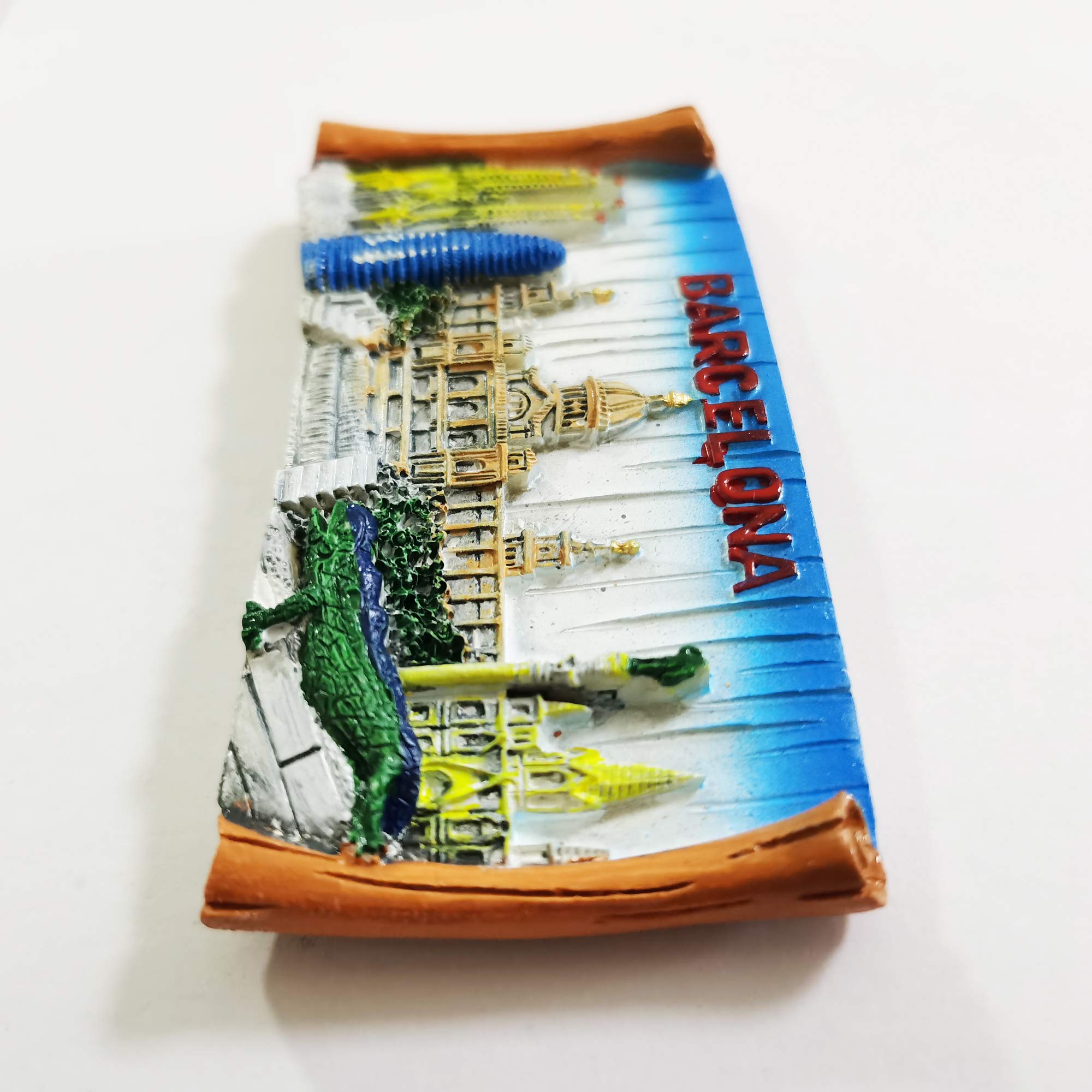 Magnete Frigo 3D Barcellona - Souvenir Spagna - Fatto A Mano In Resina - 12 Cm