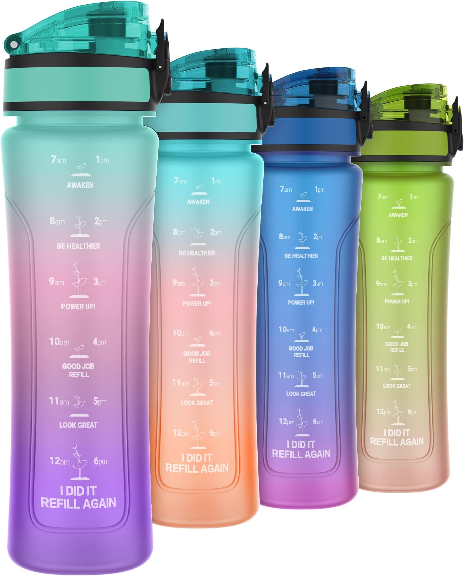 15oz Kids Sports Water Bottles for School with Spout Lid (Green Pink Purple)