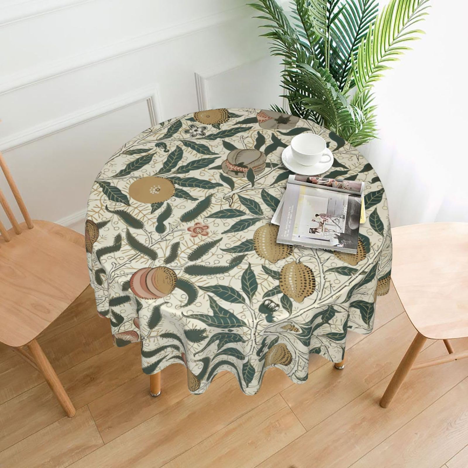 Yyhwhjde Black Plants And Fruits Prints Round Decorative Table Throw 60In – Waterproof Table Cover For Elegant Dining & Outdoor Gatherings